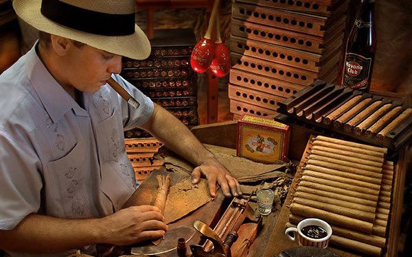 Rolled cuban cigar night at Hemingways
